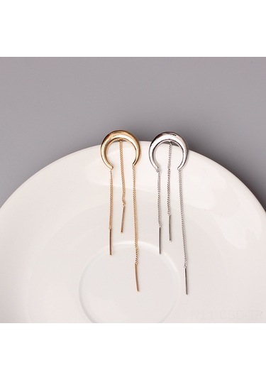 Samdoo Elegant Kadınlar İçin Aydıncı Yaylı Uzun Tüy Makyajlı Gümüş Altın Alloy Küpe - Moda Aksesuarı Diğer