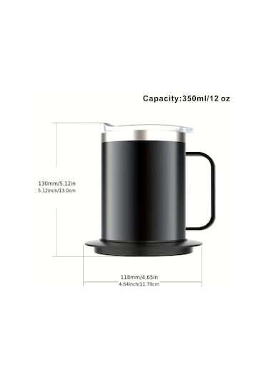 Fochsia 10 Saat Otomatik Kapama Usb Çalışan Isıtmalı Kahve Kupası Ve Isıtıcı Set Siyah