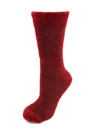 Tüylü Bordo Kalın Kışlık Çorap Bordo