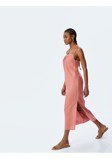 Koton Büzgü Detaylı Boncuklu İnce Askılı Uzun Keten Elbise Koyu Pembe 5sak80065ew Koyu Pembe Koton Büzgü Detaylı Boncuklu İnce Askılı Uzun Keten Elbise Koyu Pembe 5sak80065ew Koyu Pembe