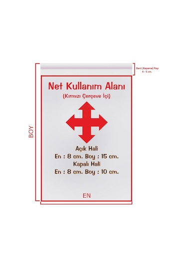 8X10+5 Cm. 8X15 1.000 Adet Şeffaf Bantlı Yapışkanlı Jelatin Poş