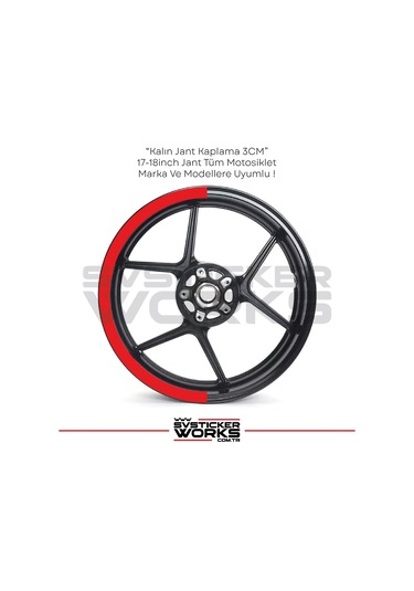 Motosiklet Jant Şeridi Jant Sticker Yarım Kaplama Daire 17-18 İnch Jant Motor Uyumlu Kırmızı