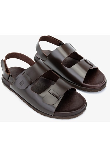 Sandals Factory Lorenza Erkek Kahverengi Hakiki Deri Sandalet Ayakkabı 60 17627 Erk Sndlt Y24 Kahverengi