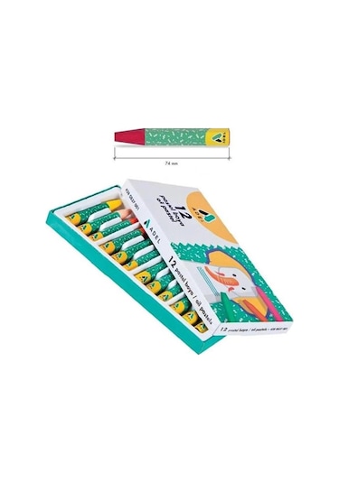 12 Renk Pastel Boya 1 Paket 12 Li Yağlı Pastel Boya Karton Kutu Adel Pastel 12 Renk
