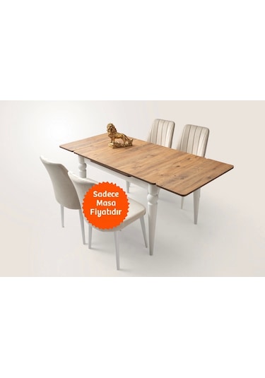 Yandan Açılır Büyüyen Yemek Masası Meşe-Beyaz 60x90 CM Beyaz