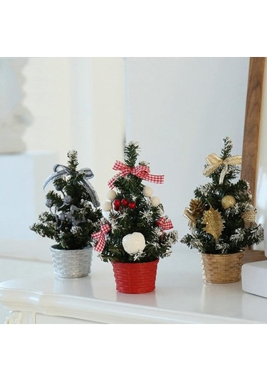 Pazly Yılbaşı Yapay Suntek Raf Mini Küçük Işıklı Bar Ağacı 20cmx10cm Yl