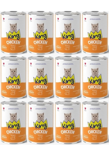 King Et Parçacıklı Tavuklu Yavru Kedi Konserve 400 Gr 12 Adet