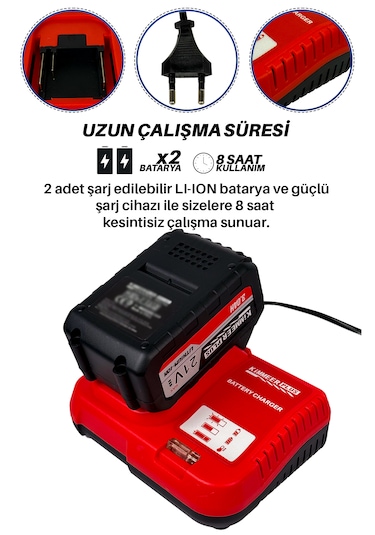 Kimmeer Plus KMP2026K5S Profesyonel 21V Matkap + Hilti +  Taşlama +  Somun Sıkma +  Testere 5'lı Set Kırmızı