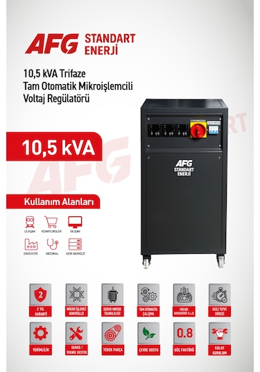 10.5 Kva Trifaze Tam Otomatik Mikroişlemcili Voltaj Regülatörü