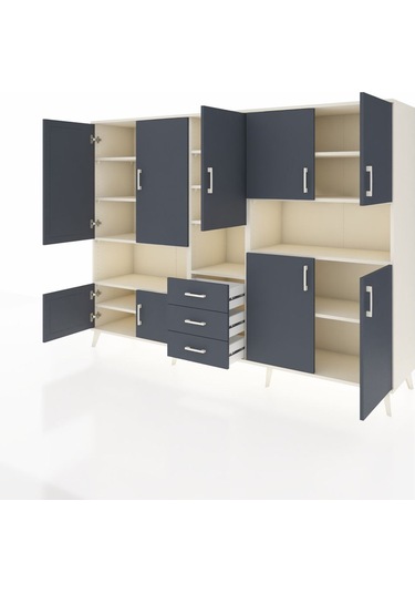 Hyperion Dolap 13 Raflı 3 Çekmeceli 9 Kapaklı 220x44x163 Aytaşı-a Aytaşı-antrasit