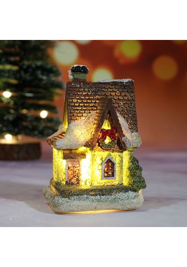 Springsun "mini Işıklandırmalı Noel Köyü Ev Dekoru - Led Aydınlatmalı, Ev Ve Bahçe Süslemesi İçin" Siyah