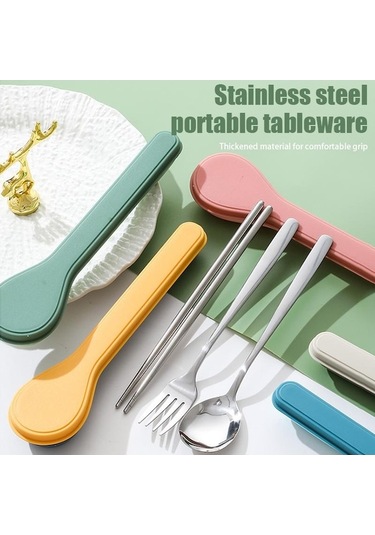 Novahub Koyu Pembe Paslanmaz Çelik Taşınabilir Çatal Bıçak Takımı 4 Parça Açık Seyahat Çatal Bıçak Takımı Koyu Pembe Koyu Pembe