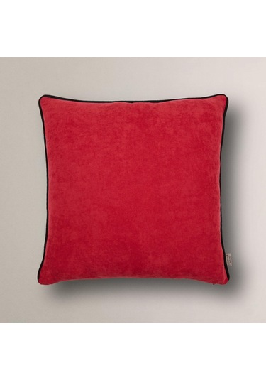 Efe Biye Detaylı Düz Kırlent Kılıfı Kırmızı