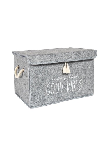 Muomuo Home Keçe Kapaklı Mini Kutu 35X24X24 Cm. Gri Çok Renkli