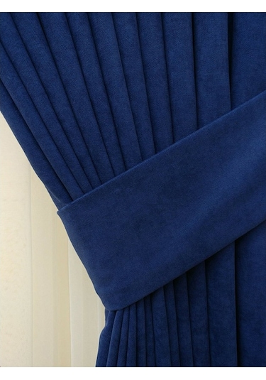 Evdepo Home Parlament Petek Fon Perde Tek Kanat Lacivert