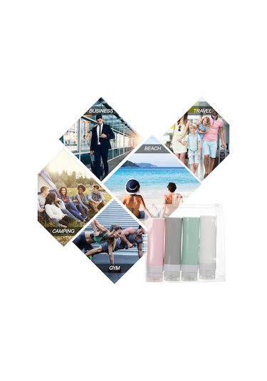 Reedark 4 Adet 80ml Sızdırmaz Silikon Seyahat Şişesi - Şampuan, Losyon Ve Sabun İçin Yeniden Doldurulabilir Diğer