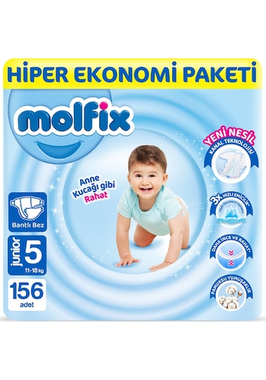 Molfix Bebek Bezi Ultra Fırsat Paketi Junior 5 Numara 156'lı