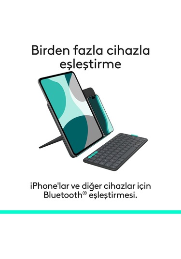 Logitech Flip Folio İpad Pro 11 İnç M4 , İpad Air 11 İnç M2 Ve M3 , İpad Air 5. Nesil İle Uyumlu Türkçe Klavyeli Tablet Kılıfı, Siyah Siyah