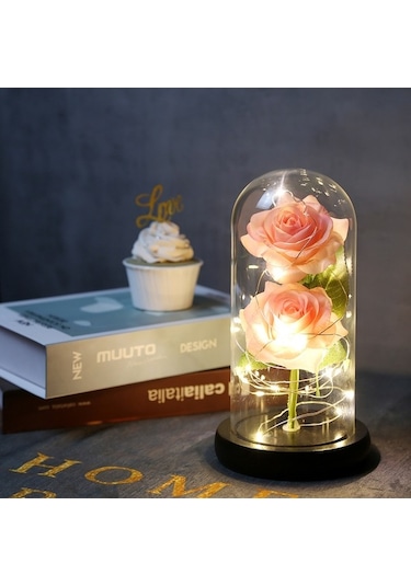 Novahub Cam Kubbe Kutuda Yapay Gül Led Işıkla, Sonsuza Kadar Gül Çiçeği Anneler Günü Sevgililer Günü Düğün Festivali Yıldönümü Hediyesi