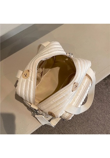 Jialan Bebek Bezi Çantası Değiştirme Çantası Sevimli Ayı Nakış Beyaz