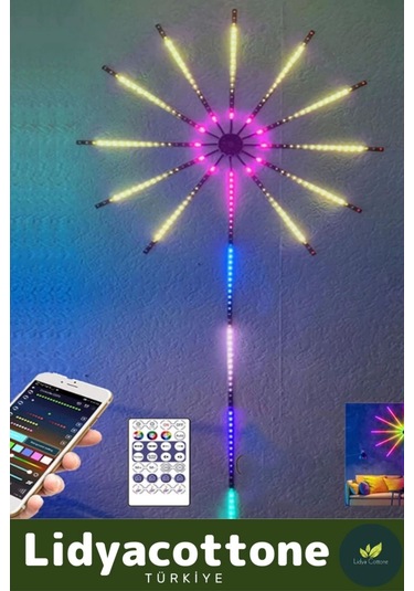 Led Duvar Lambası Telefon Uygulama Kumanda Akıllı Aydınlatma Salon Ev Yatak Odası Gamer Rgb Firework Diğer