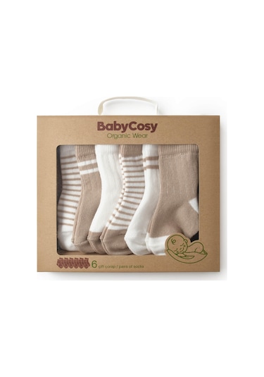 Csyc1003 Bebek 6'lı Çorap %100 Organik Pamuk, Bebek - Yenidoğan - Csyc1003 Taş