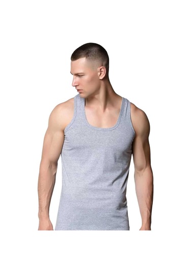 Gri Askılı Erkek Atlet Avantajlı Paket 5 Adet %100 Pamuk Gri