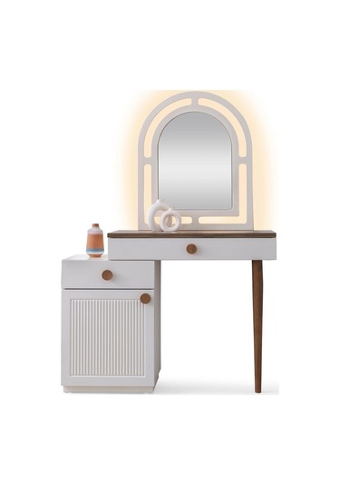 %100 Mdf-aytaşı-bohem Mahlas Aynalı Şifonyer-makyaj Masası Beyaz