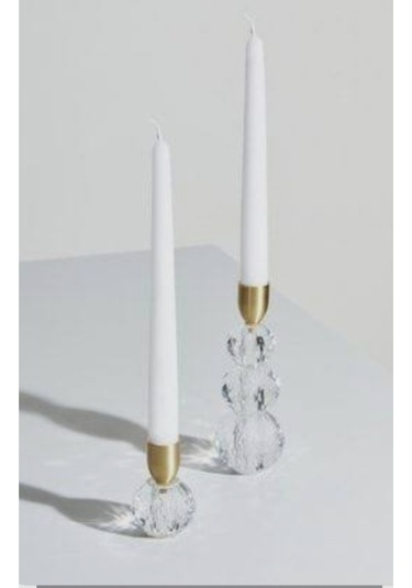 Denic 2 li Beyaz Şamdan Mum Konik Mum