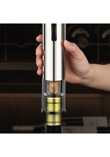 Moly 4'ü 1 Arada Elektrikli Şarap Açma Seti, Gümüş, Şarap Havalandırıcı Ve Vakum Tıpa Gümüş