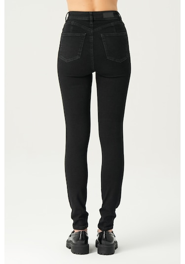Judy Siyah Yüksek Bel Patı Fermuarlı Çift Düğmeli Push-up Skinny Fit Jean Pantolon C 4521-201