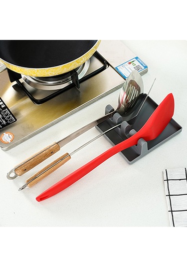 Suntek Isıya Dayanıklı Silikon Gereç Dayanağı Kepçe Ve Gri Gri