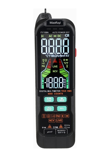 Maiyame Mastfuyi Fy158a Otomatik Dijital Multimetre - Akıllı Elektronik Test Aleti, Ac/dc Gerilim Akım Direnc Ölçer, Taşınabilir Siyah 3 Aaa Pil Yok