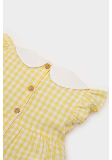 DeFacto Kız Bebek Bebe Yaka Kareli Kısa Kollu Poplin Yazlık Elbise C4536A525SMYL142 DeFacto Kız Bebek Bebe Yaka Kareli Kısa Kollu Poplin Yazlık Elbise C4536A525SMYL142