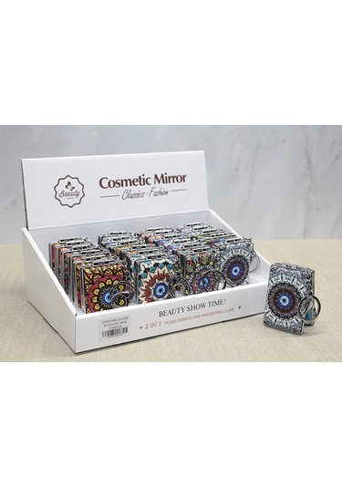 Taşlı El Aynası Anahtarlık Alk3766 Altın