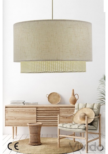 Dora Wicker Krem Hasır Sarkıt Avize Krem