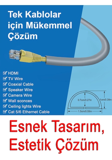 Greentech Esnek Kablo Kanalı Şeritli Gri / Gt-kk10