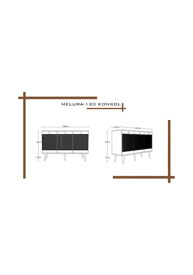 Melura Konsol 120 Cm %100 Mdf Lake Ahşap Ayaklı Gri