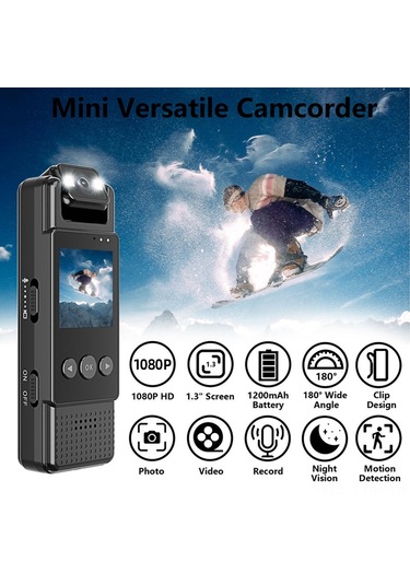 Geeksen Siyah Wıfı Mini Gönüllü Kamerası - 1080p Full Hd, 180 Döner Lens, Gece Görüşü, Hareket Algılama, Dahili Pil