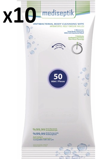 Mediseptik Mediseptik Vücut Temizleme Havlusu 50'li 10 Adet