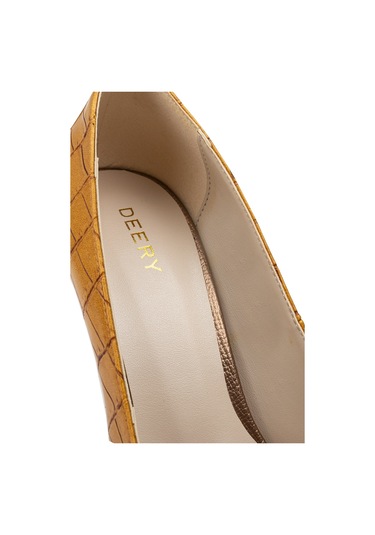Deery Sarı Kroko Stiletto Kadın Topuklu Ayakkabı - 02029zsrım05 Sarı