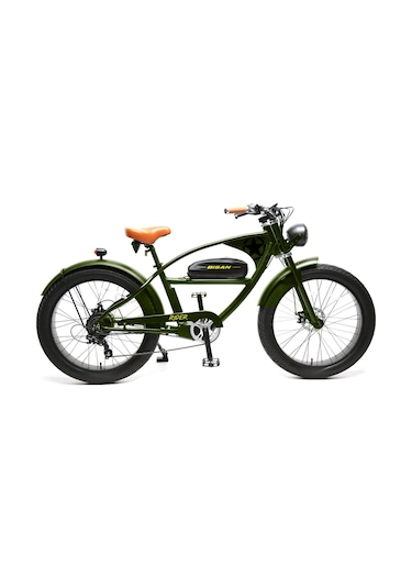 Bisan Rider Elektrikli Bisiklet 46 Cm Disk Fren 26 Jant 7 Vites Haki Siyah Haki Yeşili Haki
