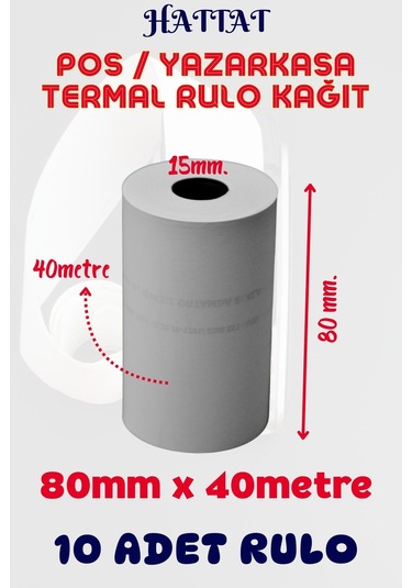 Hattat Termal Pos Rulo 10 Adet Rulo 80 MM x 40 M