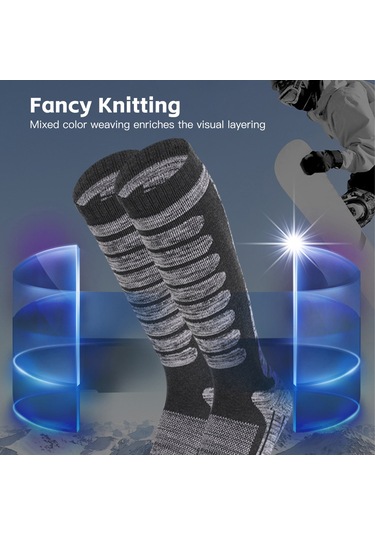 Moveevo "uzun Kayak Çorabı - Sıcak Tutar, Nefes Alabilir, Dayanıklı 35-39 " Koyu Gri