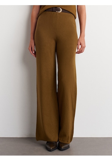 Dilvin 70163 Beli Lastikli Yünlü Triko Pantolon-yağ Yeşil Yağ Yeşil