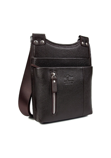 Erkek Hediye Postacı Hakiki Deri Kahverengi Çanta Kangaroo 8701K