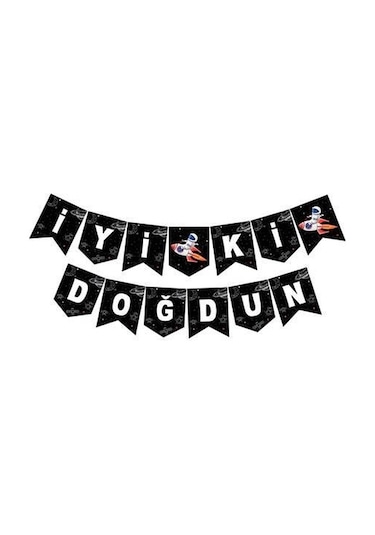 Uzay Tema İyi ki Doğdun Zikzak Banner