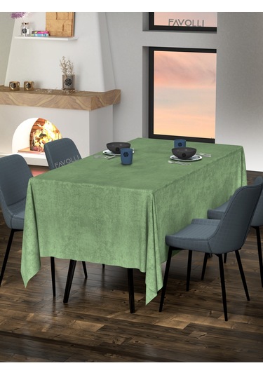 Kadife Dokulu Ada Çayı Masa Örtüsü Ada Çayı