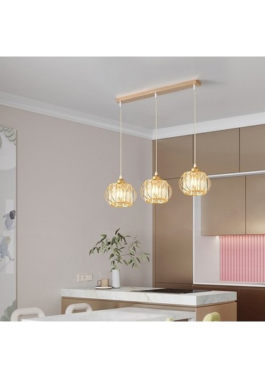 Opulentliving Retro Kafe-restoran Dekoru İçin Şık Tek Başlı Demir Avize - Altın Işıksız Model Altın