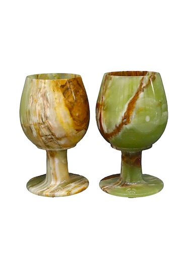 El İşçiliği Oniks Kadeh Benzersiz Doğal Taş Desenleri